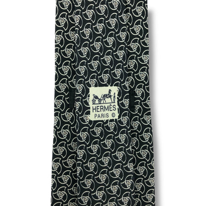 【7623】良品！エルメス　ネクタイ　ブラック系