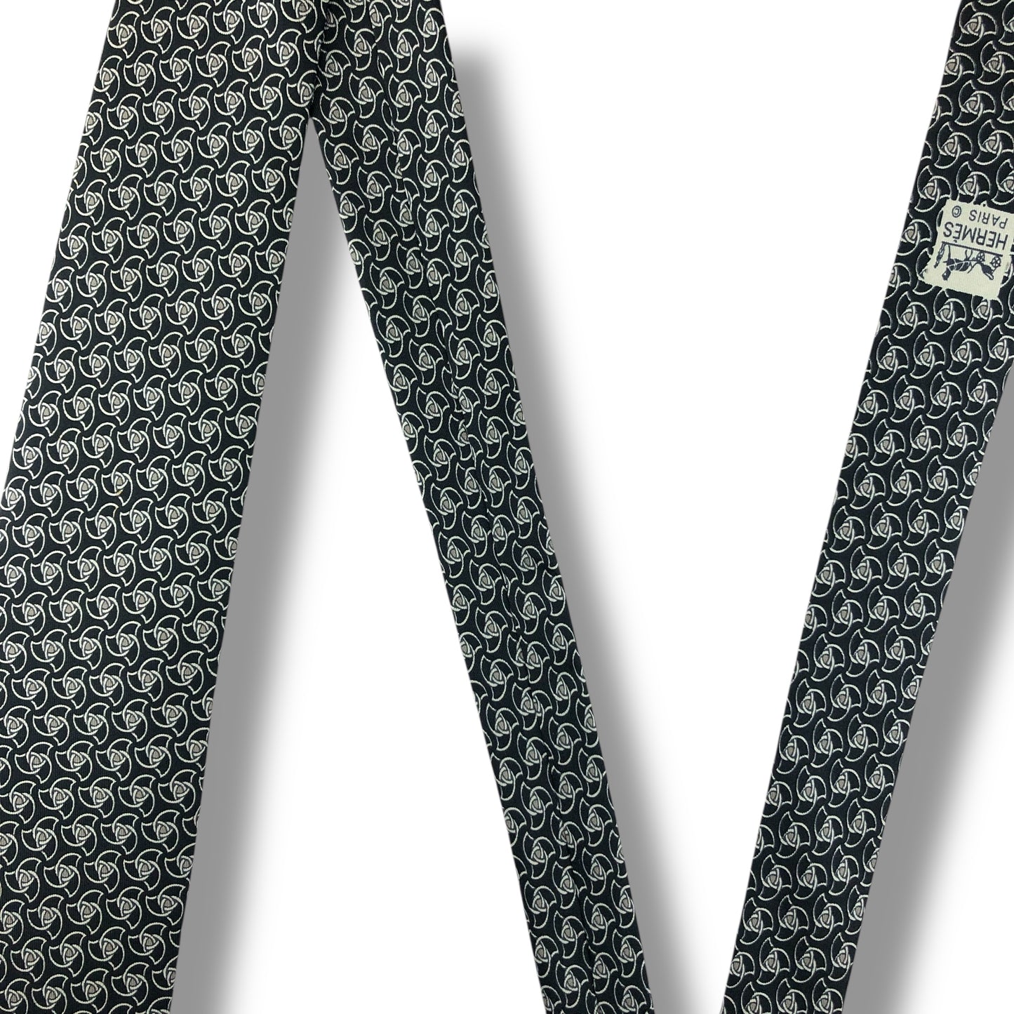 【7623】良品！エルメス　ネクタイ　ブラック系