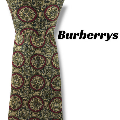 【7624】美品！バーバリー　ネクタイ　ベージュ系　ブラウン系