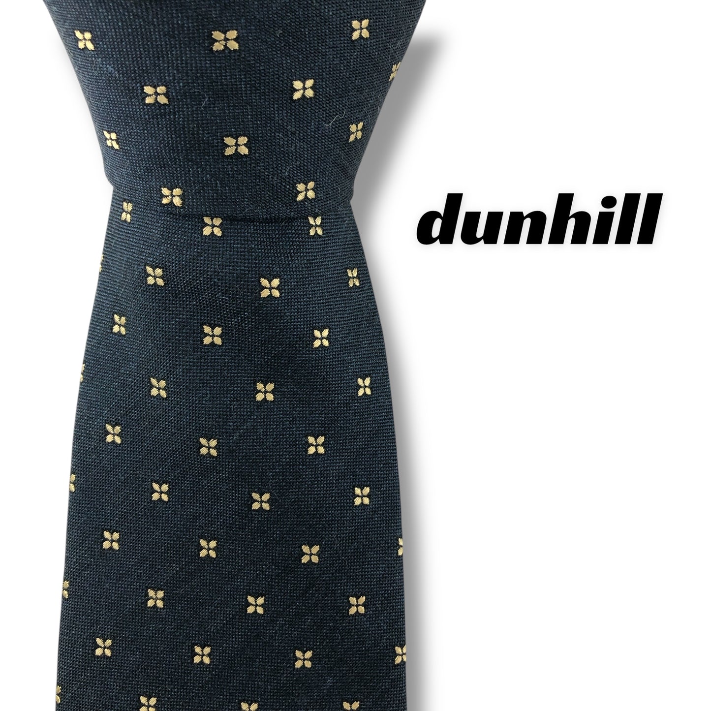 【7625】良品！ダンヒル　ネクタイ　ネイビー系　花柄