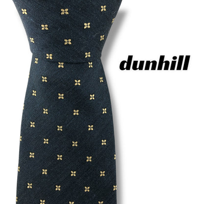【7625】良品！ダンヒル　ネクタイ　ネイビー系　花柄