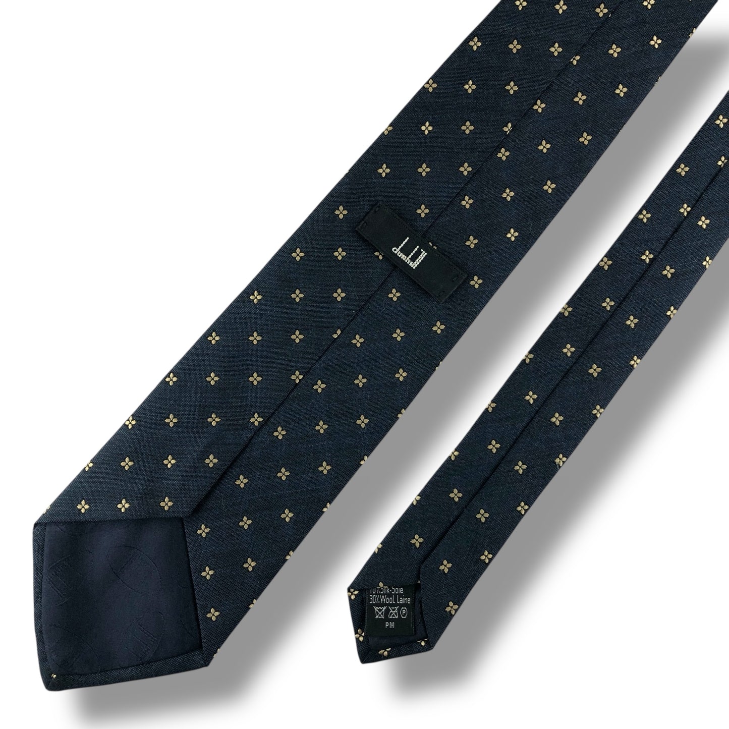 【7625】良品！ダンヒル　ネクタイ　ネイビー系　花柄