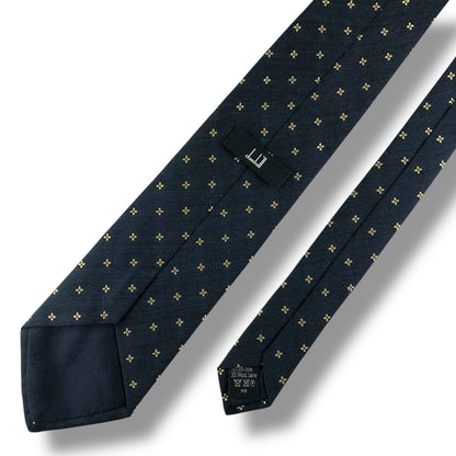 【7625】良品！ダンヒル　ネクタイ　ネイビー系　花柄