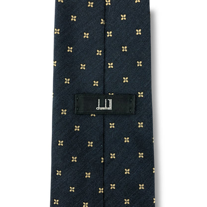 【7625】良品！ダンヒル　ネクタイ　ネイビー系　花柄