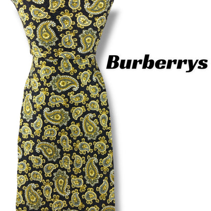 【7626】良品！バーバリー　ネクタイ　ブラック系　ゴールド系