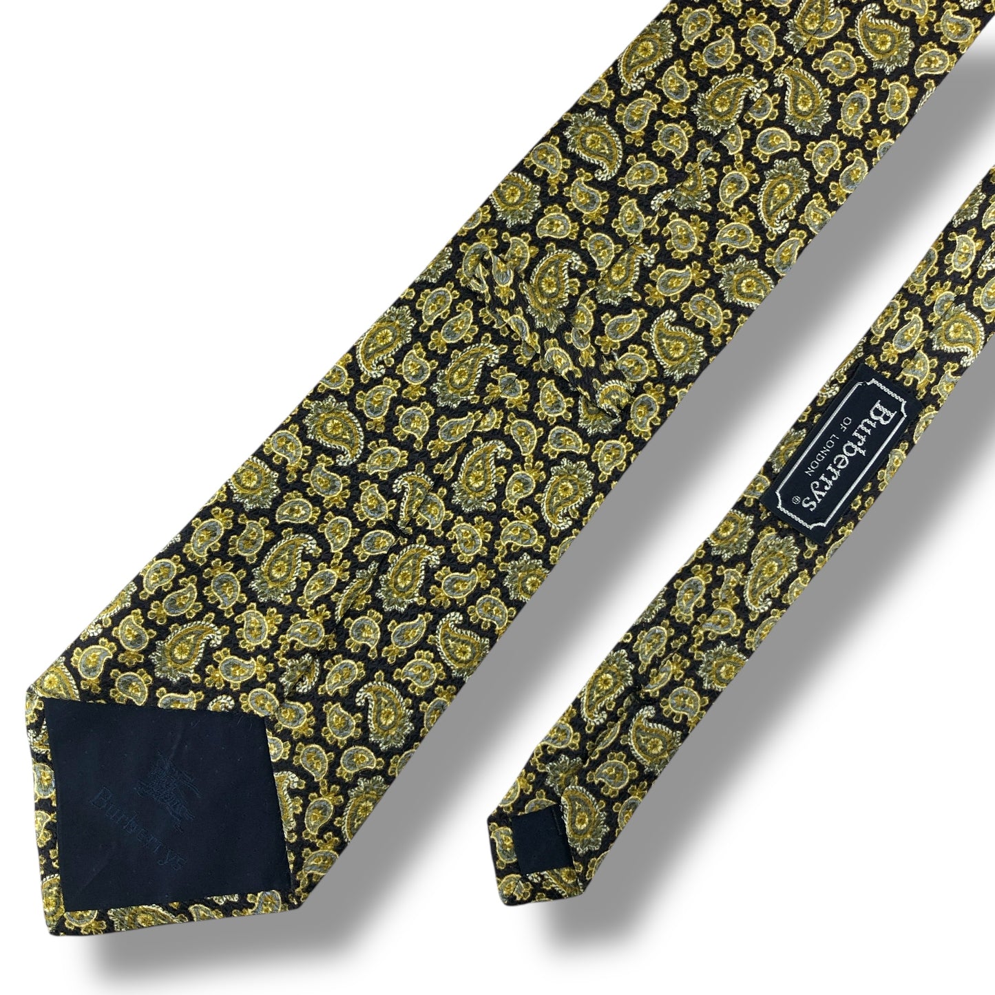 【7626】良品！バーバリー　ネクタイ　ブラック系　ゴールド系