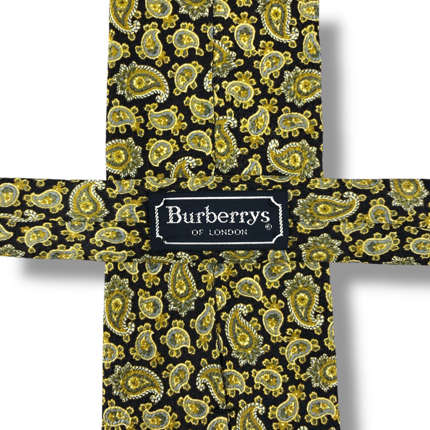 【7626】良品！バーバリー　ネクタイ　ブラック系　ゴールド系
