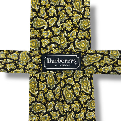 【7626】良品！バーバリー　ネクタイ　ブラック系　ゴールド系