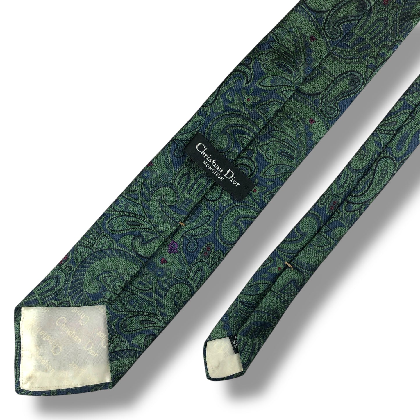【7627】良品！クリスチャンディオール　ネクタイ　グリーン系