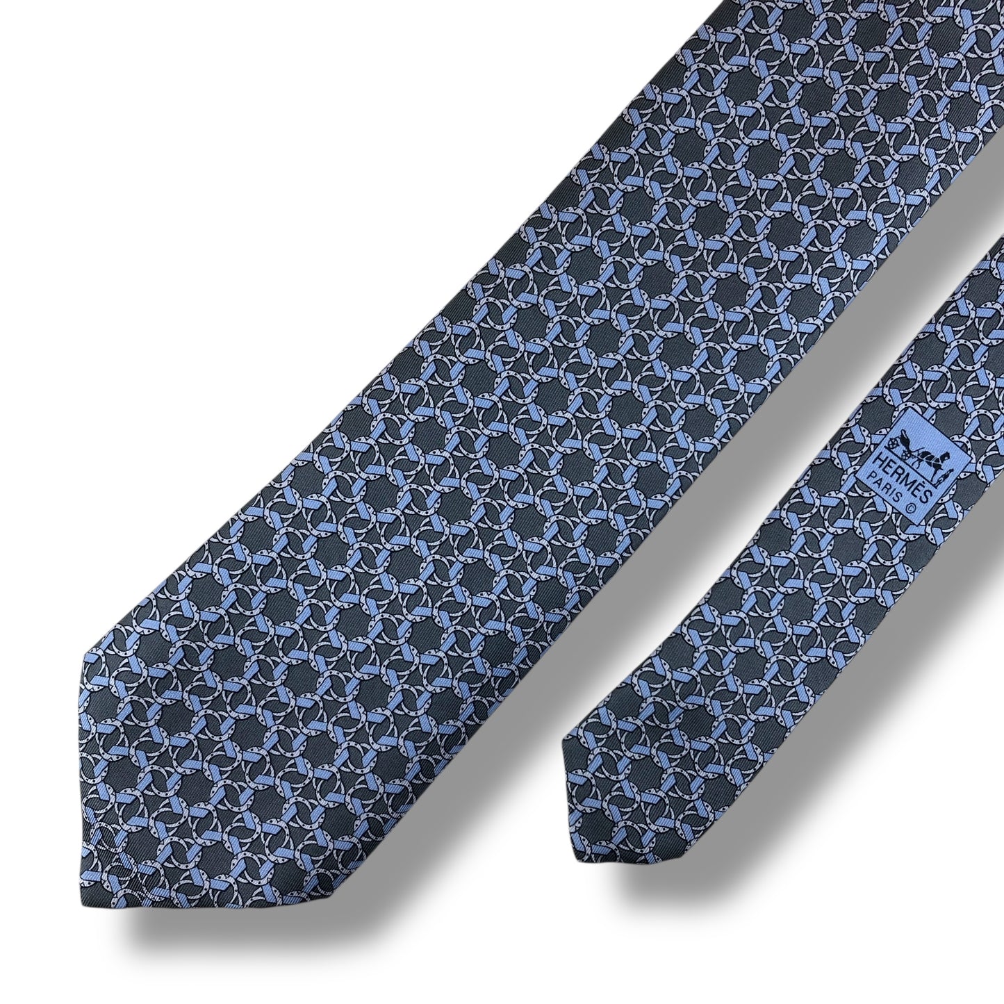 【7630】未使用保管品　エルメス　ネクタイ ブルー系