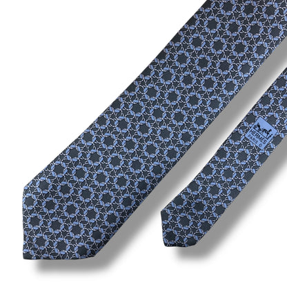 【7630】未使用保管品　エルメス　ネクタイ ブルー系