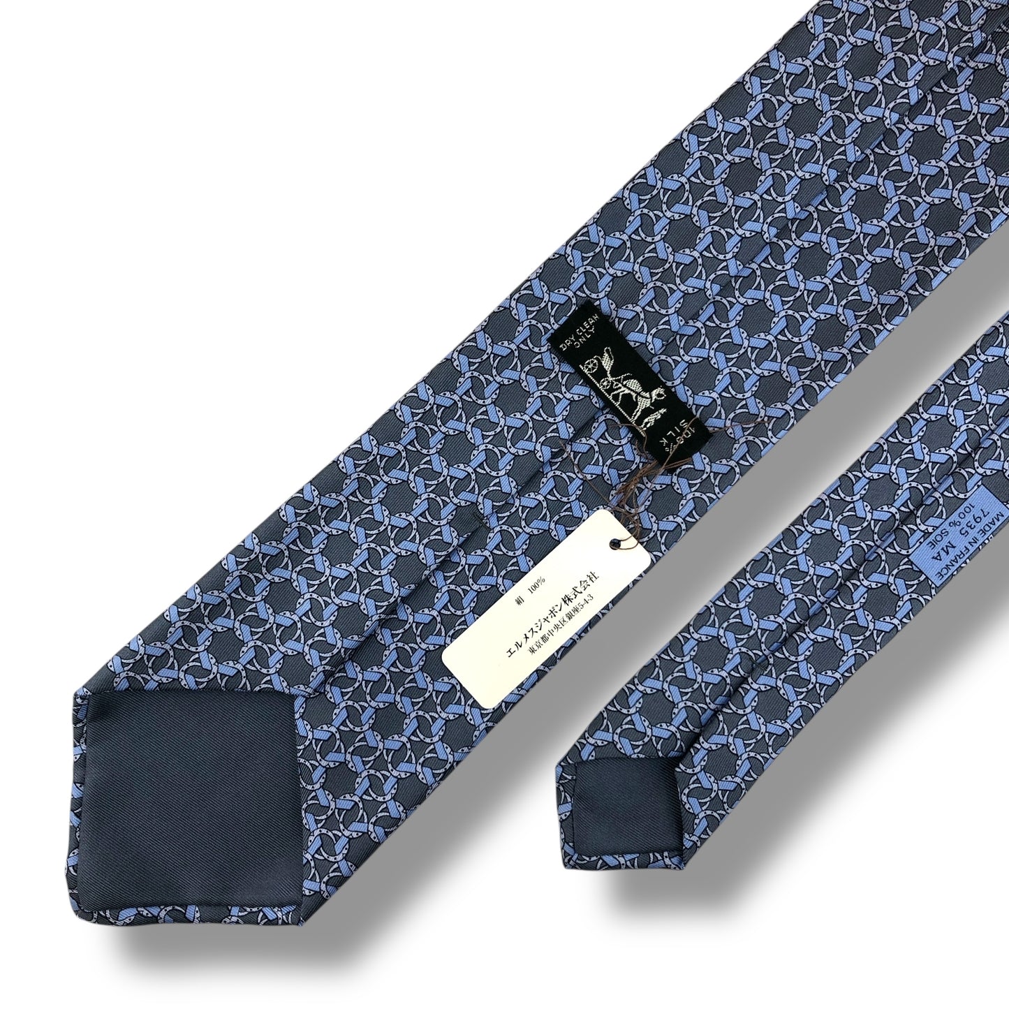 【7630】未使用保管品　エルメス　ネクタイ ブルー系