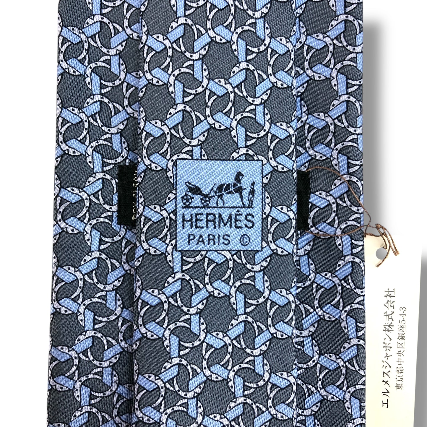 【7630】未使用保管品　エルメス　ネクタイ ブルー系