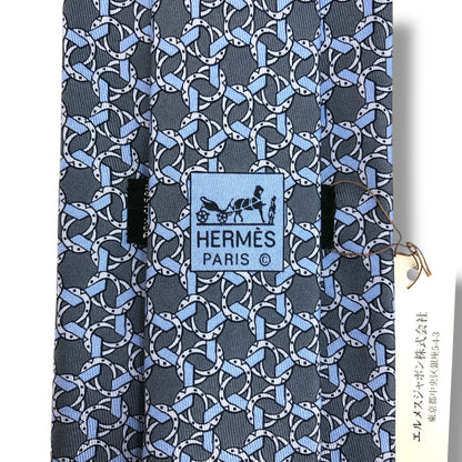 【7630】未使用保管品　エルメス　ネクタイ ブルー系