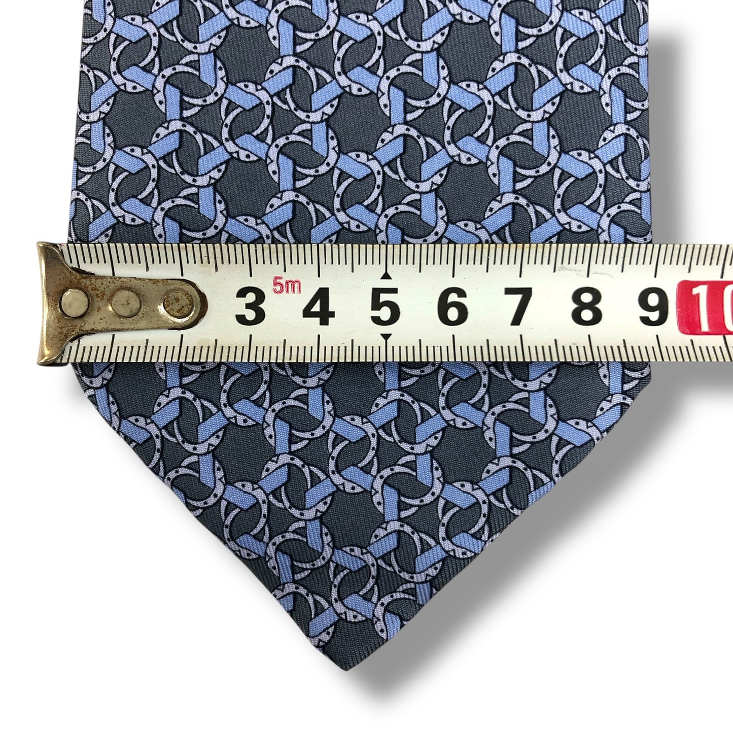 【7630】未使用保管品　エルメス　ネクタイ ブルー系