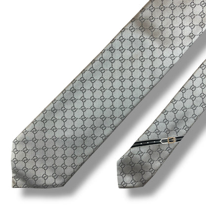【7631】良品！グッチ　ネクタイ　シルバー系
