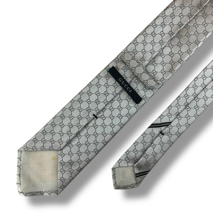 【7631】良品！グッチ　ネクタイ　シルバー系
