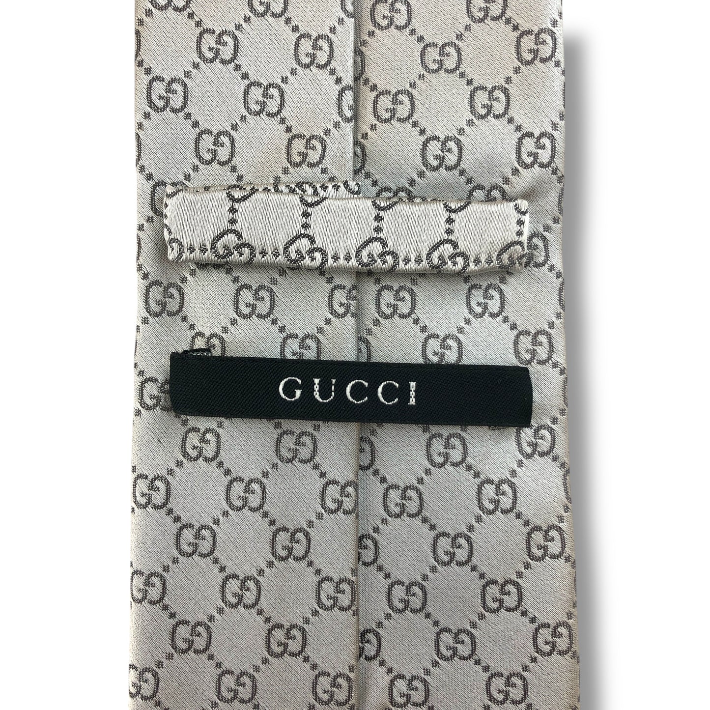 【7631】良品！グッチ　ネクタイ　シルバー系