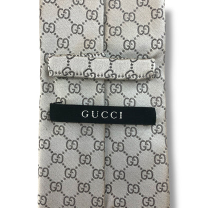 【7631】良品！グッチ　ネクタイ　シルバー系
