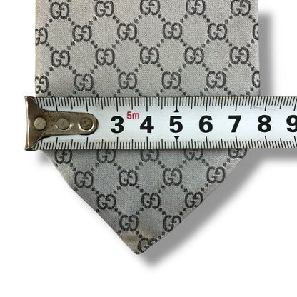 【7631】良品！グッチ　ネクタイ　シルバー系