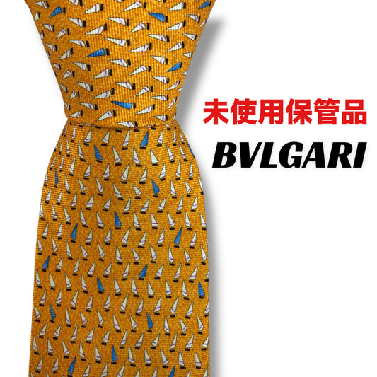 【7632】未使用保管品　ブルガリ　ネクタイ オレンジ系　
