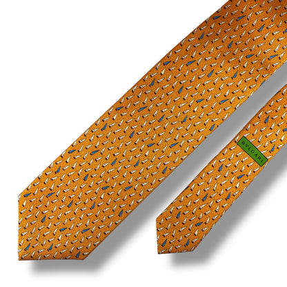 【7632】未使用保管品　ブルガリ　ネクタイ オレンジ系　