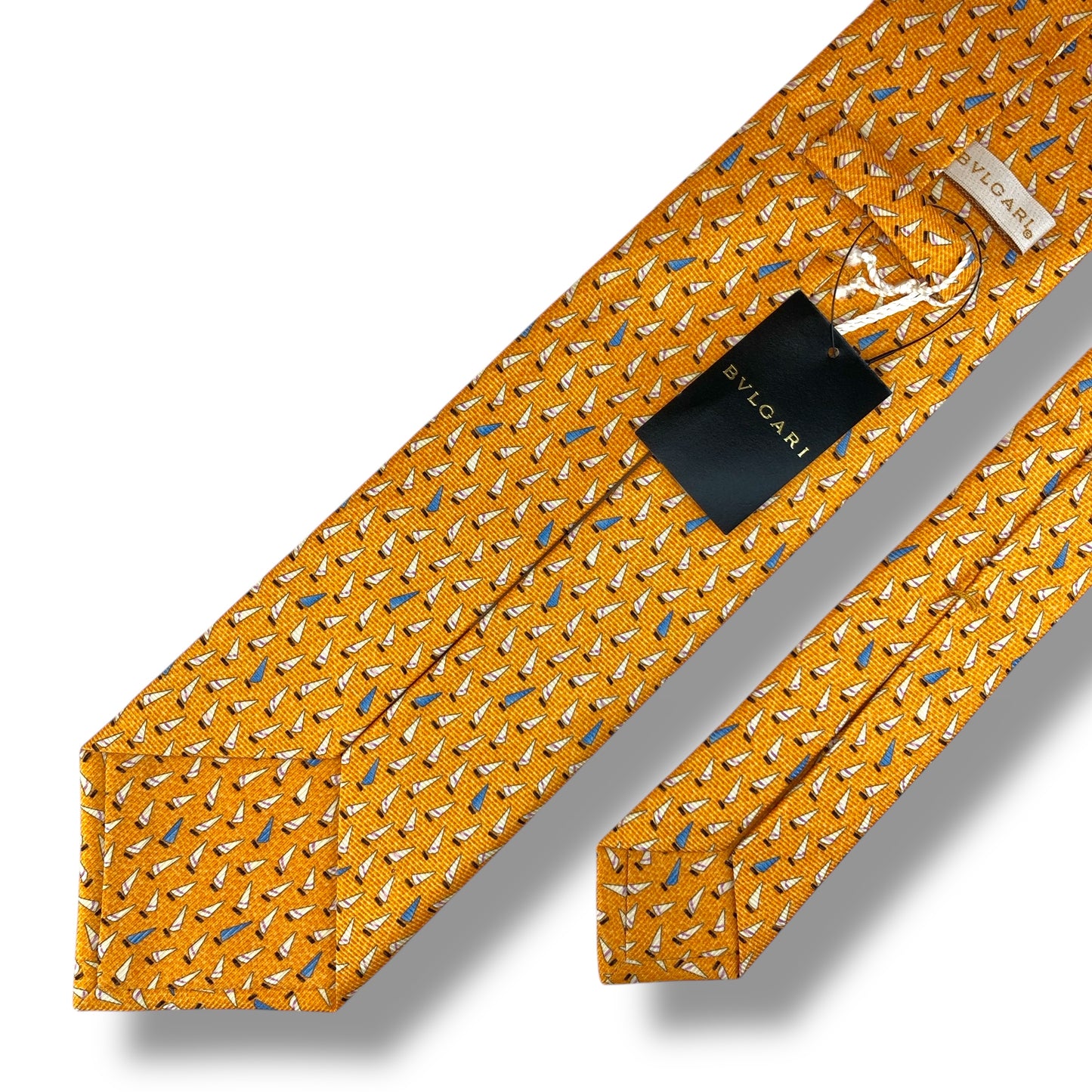 【7632】未使用保管品　ブルガリ　ネクタイ オレンジ系　