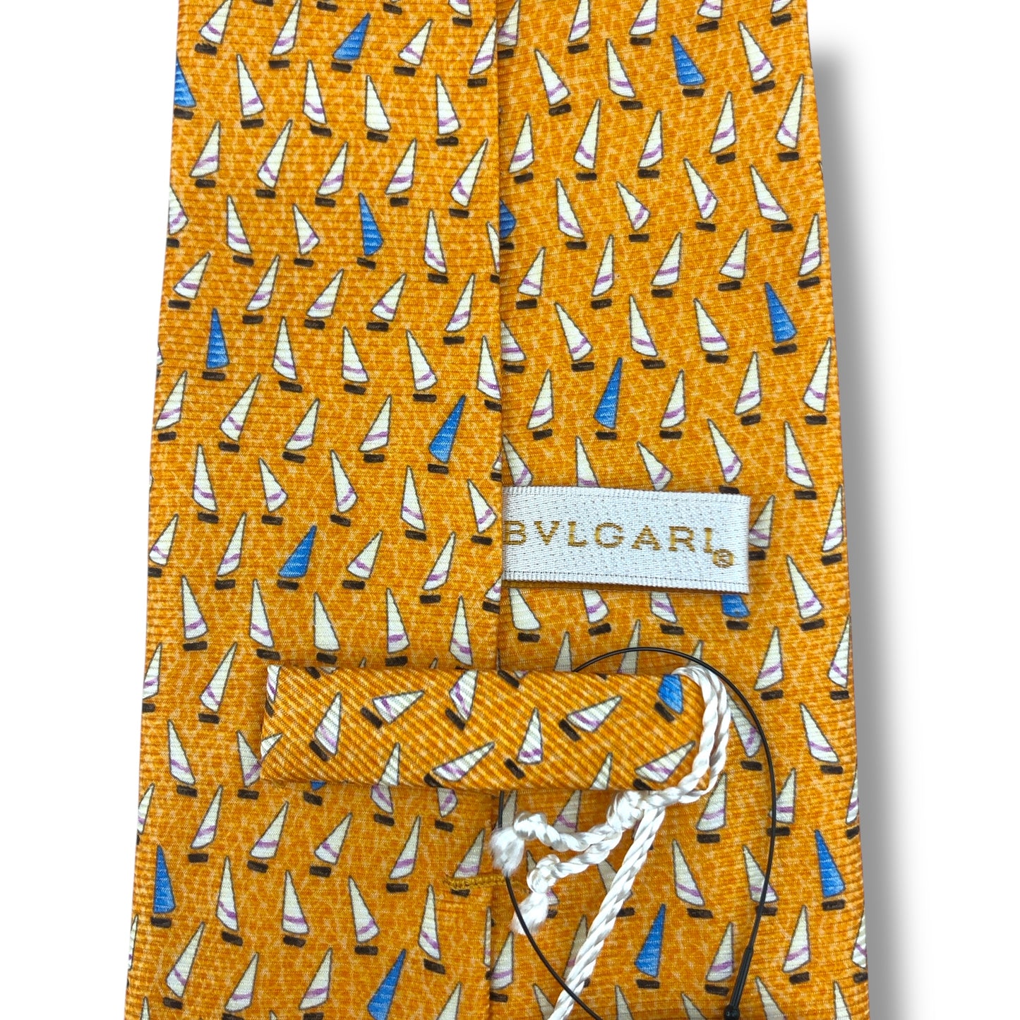 【7632】未使用保管品　ブルガリ　ネクタイ オレンジ系　