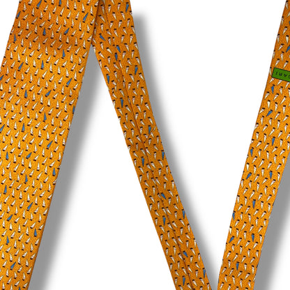 【7632】未使用保管品　ブルガリ　ネクタイ オレンジ系　