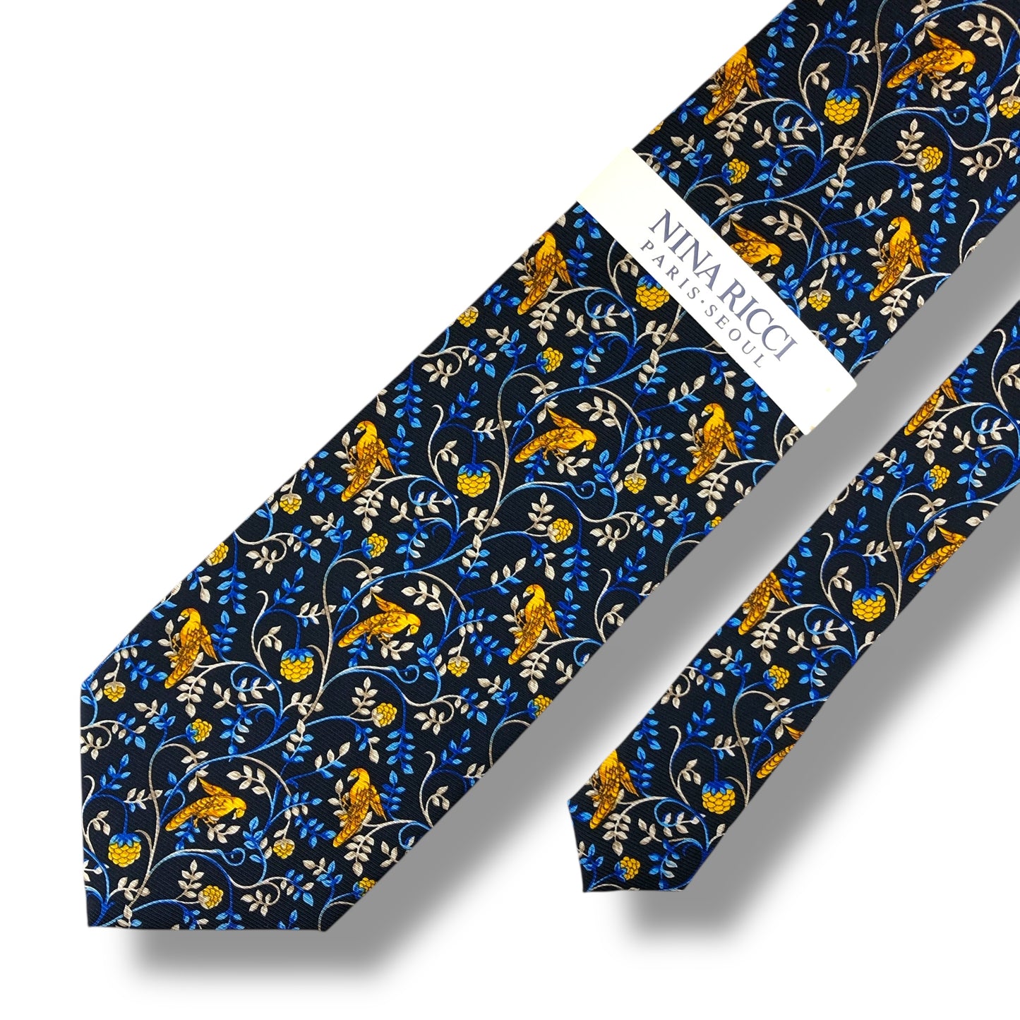 【7633】未使用保管品　ニナリッチ　ネクタイ ブルー系　鳥柄