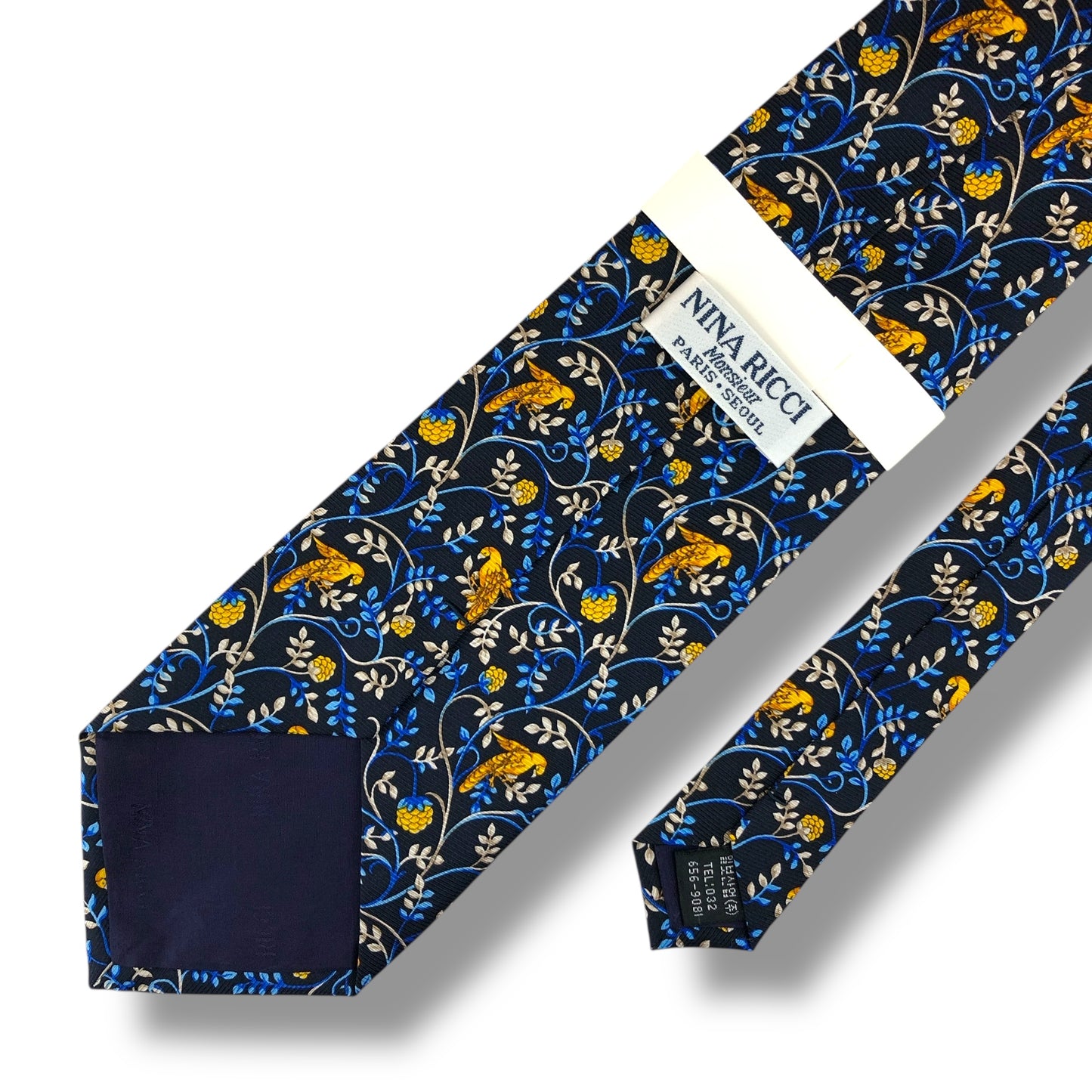 【7633】未使用保管品　ニナリッチ　ネクタイ ブルー系　鳥柄