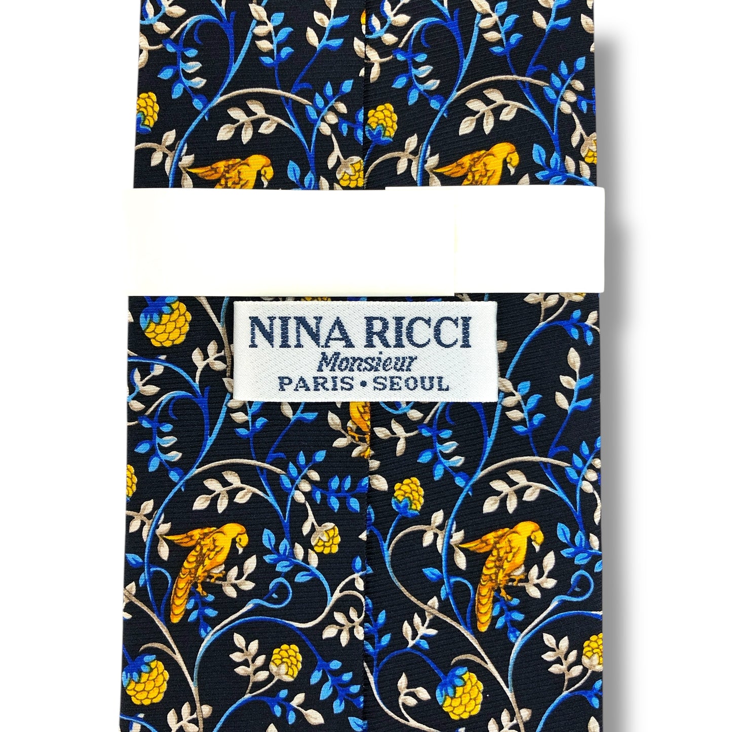 【7633】未使用保管品　ニナリッチ　ネクタイ ブルー系　鳥柄