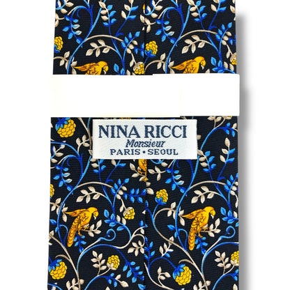 【7633】未使用保管品　ニナリッチ　ネクタイ ブルー系　鳥柄