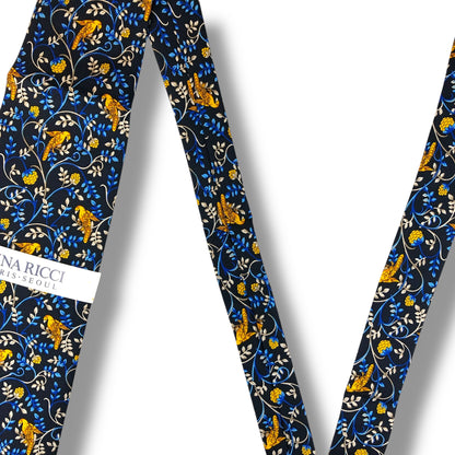 【7633】未使用保管品　ニナリッチ　ネクタイ ブルー系　鳥柄