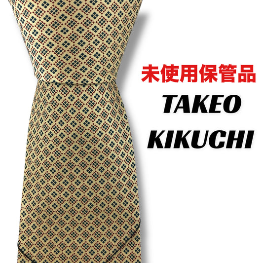 【7634】未使用保管品　タケオキクチ　ネクタイ　ゴールド系