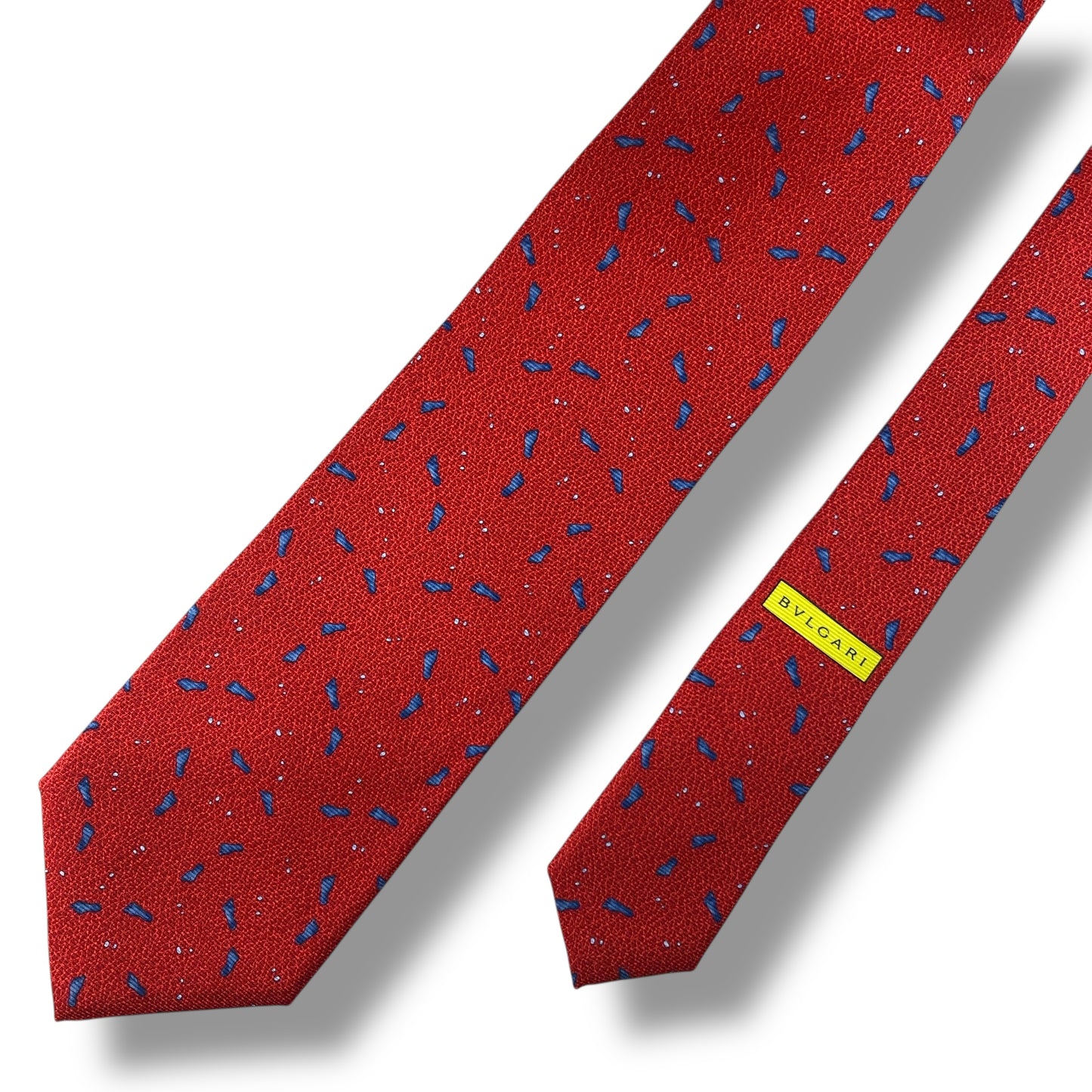 【7635】未使用保管品　ブルガリ　ネクタイ　レッド系