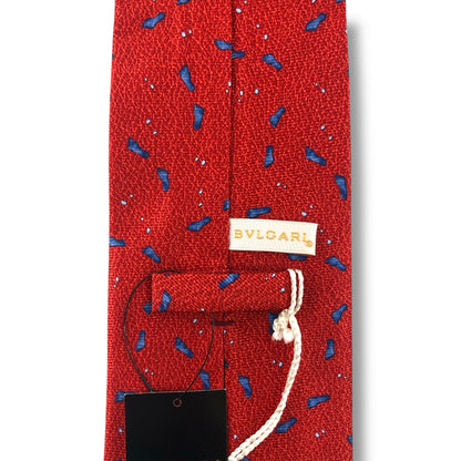 【7635】未使用保管品　ブルガリ　ネクタイ　レッド系