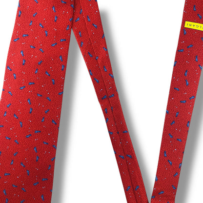 【7635】未使用保管品　ブルガリ　ネクタイ　レッド系