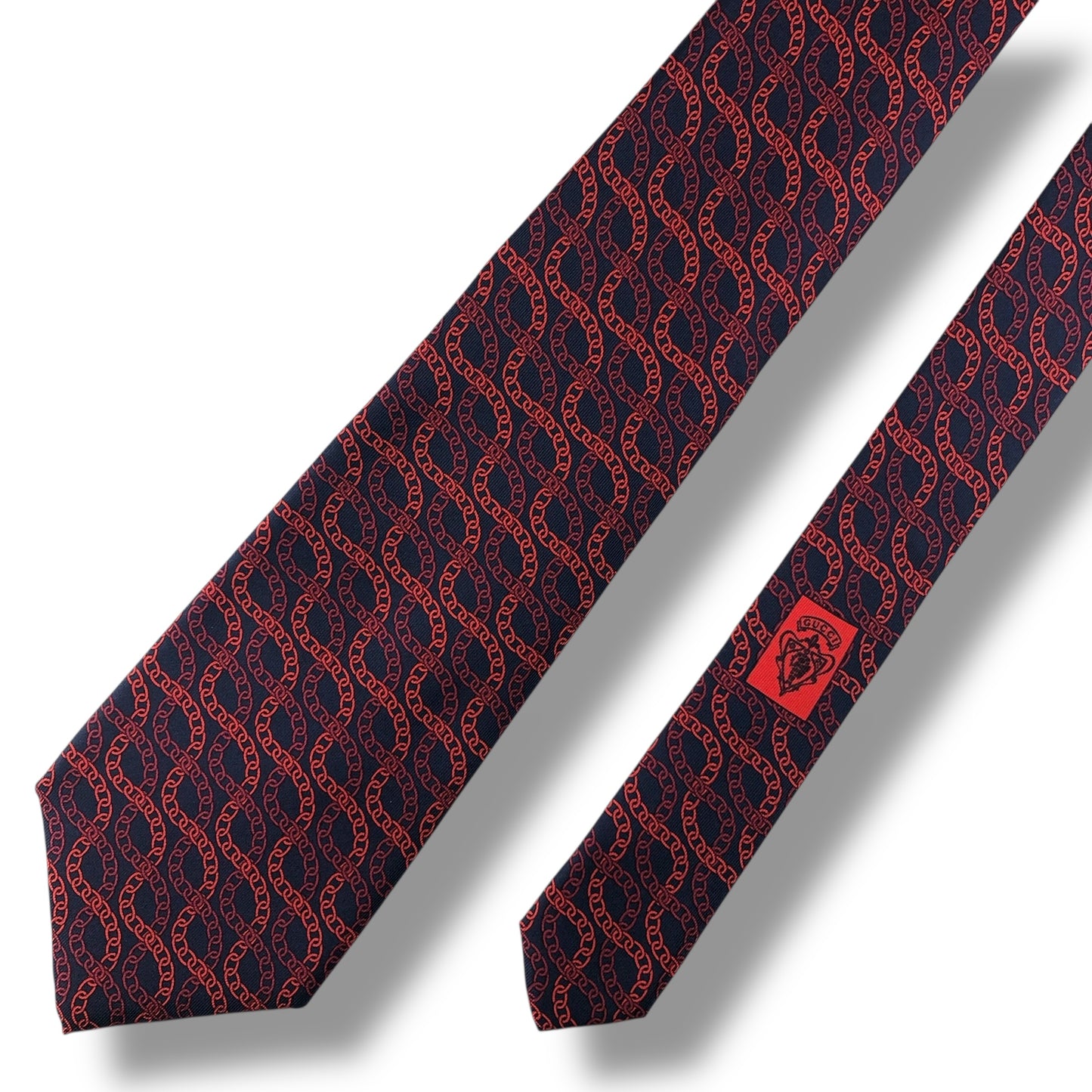 【7637】未使用保管品　グッチ　ネクタイ レッド系
