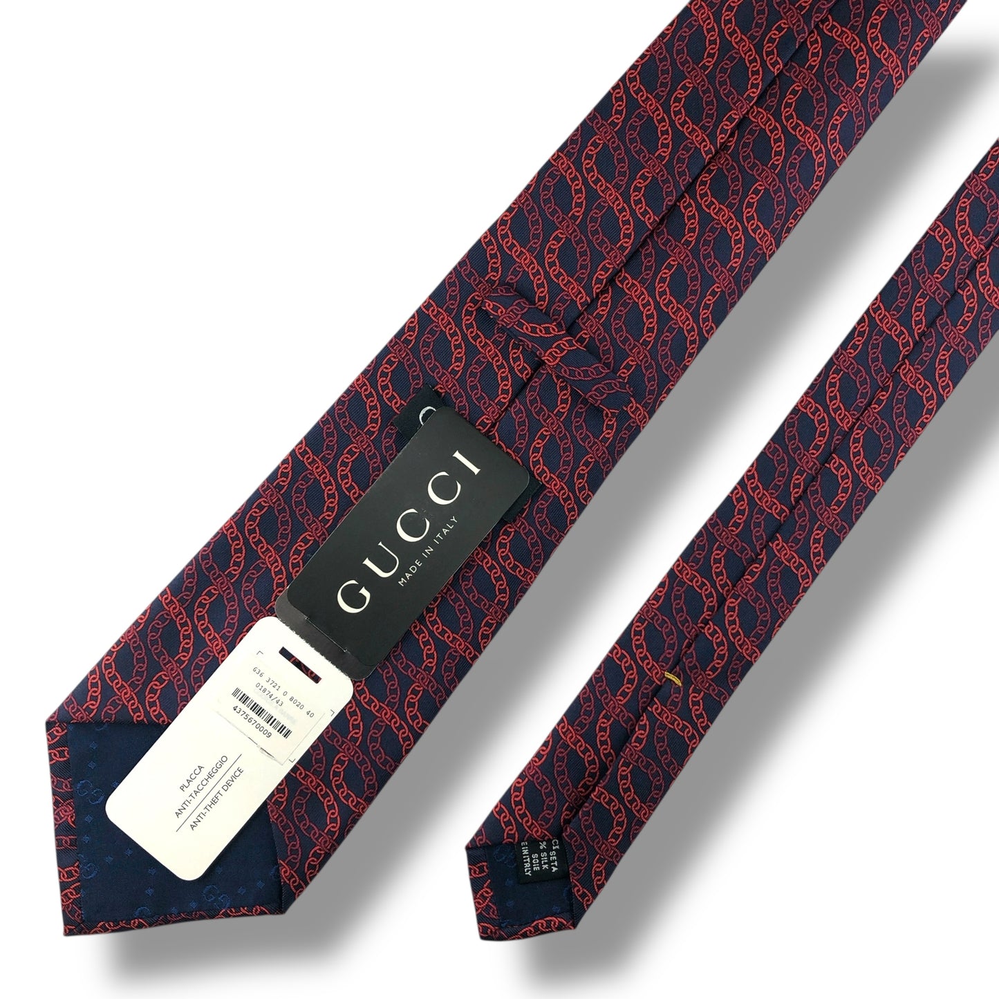 【7637】未使用保管品　グッチ　ネクタイ レッド系