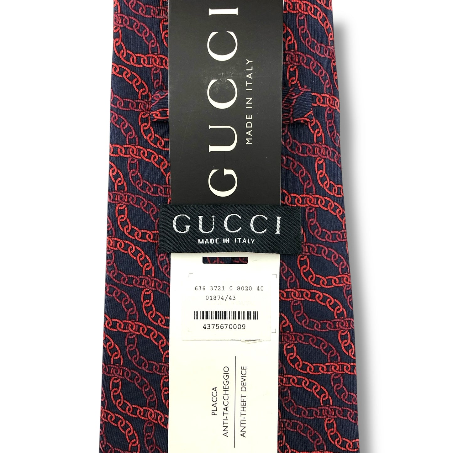【7637】未使用保管品　グッチ　ネクタイ レッド系