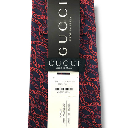 【7637】未使用保管品　グッチ　ネクタイ レッド系