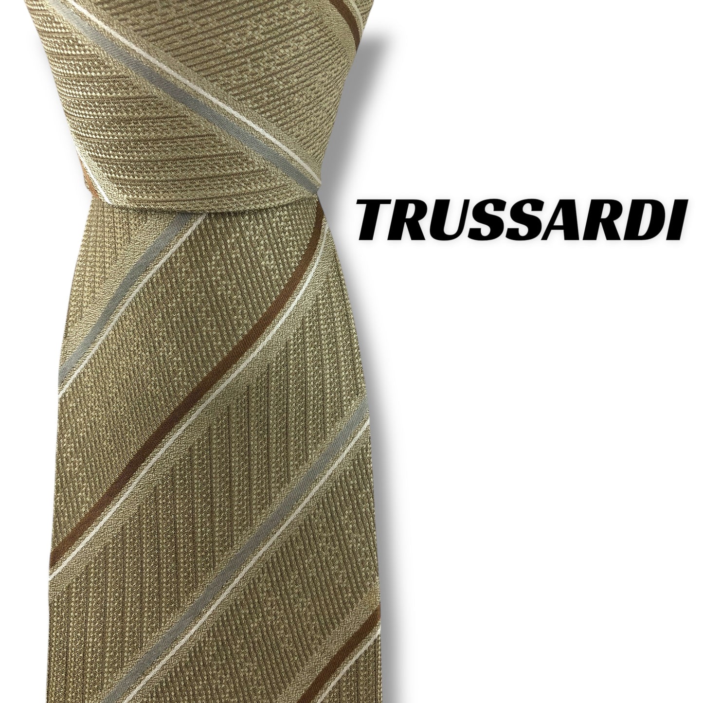 【7640】美品！トラサルディ　ネクタイ　ベージュ系