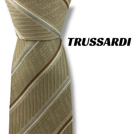 【7640】美品！トラサルディ　ネクタイ　ベージュ系