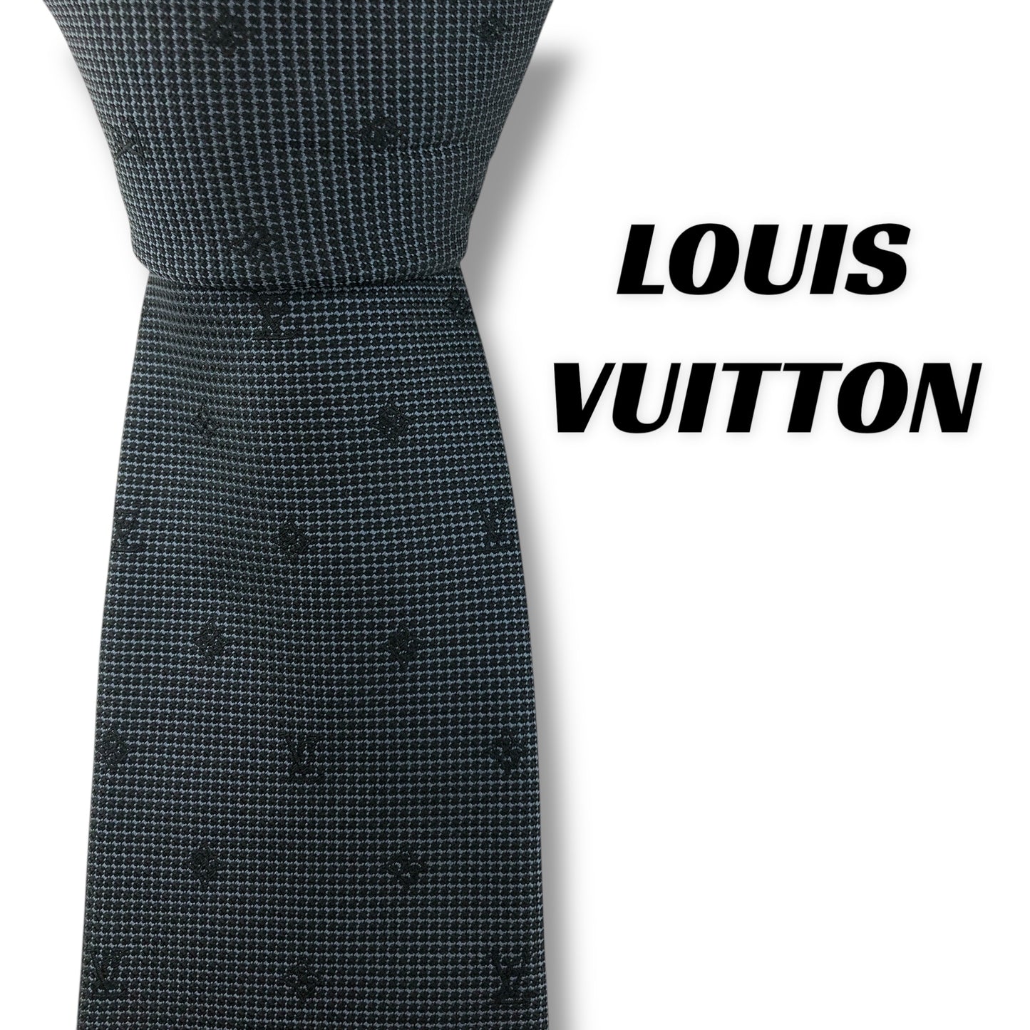 【7647】美品！ルイヴィトン　ネクタイ　ブラック系