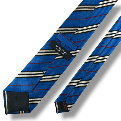 【7648】良品！バーバリー　ネクタイ　ブルー系　ストライプ柄