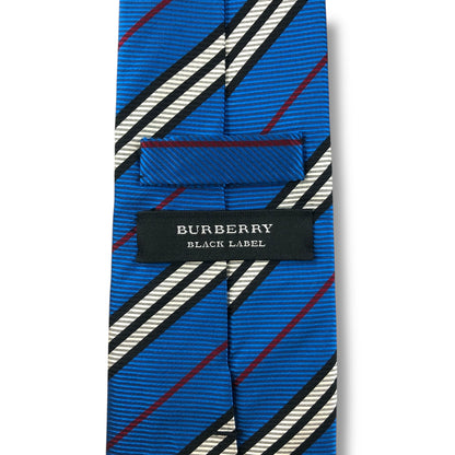 【7648】良品！バーバリー　ネクタイ　ブルー系　ストライプ柄