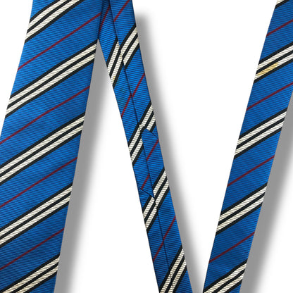 【7648】良品！バーバリー　ネクタイ　ブルー系　ストライプ柄