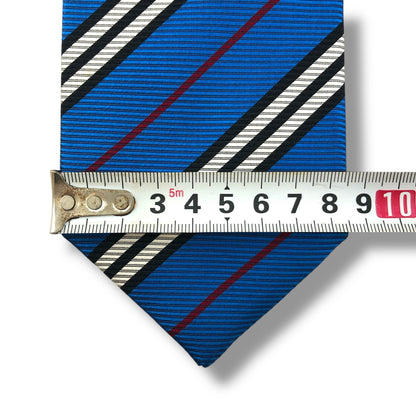 【7648】良品！バーバリー　ネクタイ　ブルー系　ストライプ柄