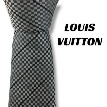 【7650】美品ー良品！ルイヴィトン　ネクタイ　グレー系